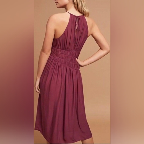 Anthropology smocked asymmetrical halter dress - Picture 3 of 6